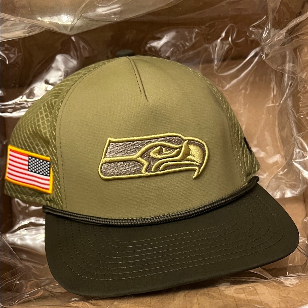Olive Green Seattle Seahawks 2025 Salute to Service 9SEVENTY Trucker (Youth)